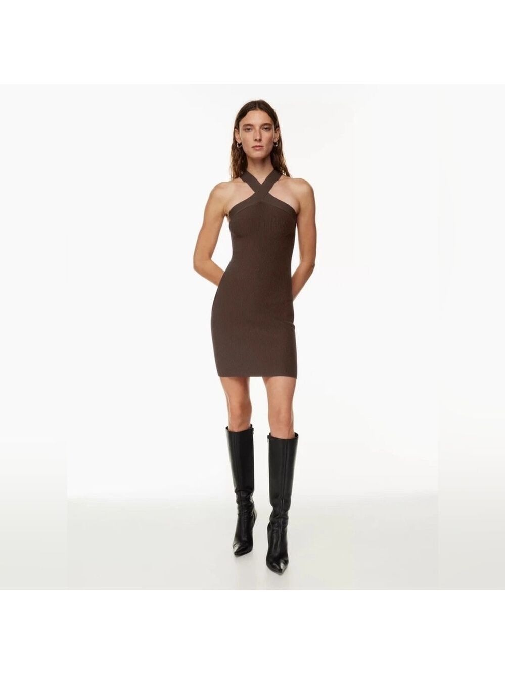 Aritzia Babaton Sculpt Knit Criss Cross Bodycon Mini Dress - Picture 3 of 10